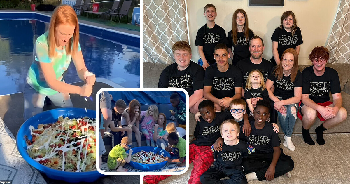 Mom of 12 Called ’Vile’ After Feeding Her Kids Out of a Baby Pool