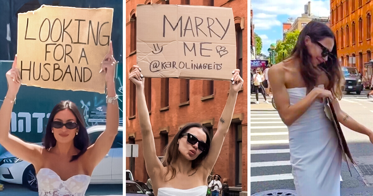 Woman Was Walking the Streets With a “Looking-for-a-Husband” Sign, And Actually Finds Love