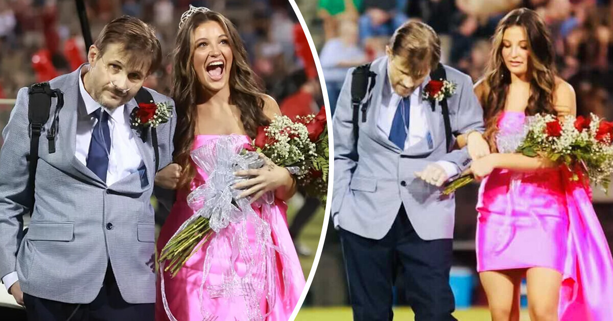A Dad Battling Cancer Accompanies His Daughter on Her Homecoming Queen Victory in Heartfelt Photos