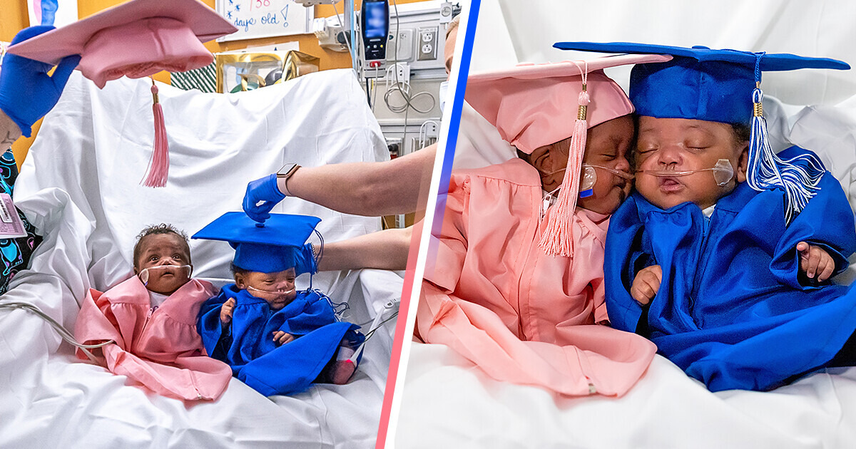 Surviving Twins Who Were Born Under 1 lb Pose in Caps and Gowns, and ...