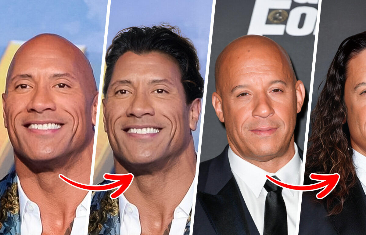 We Gave 15 Bald Celebrities a Full Head of Hair — and the Results Are Truly Stunning