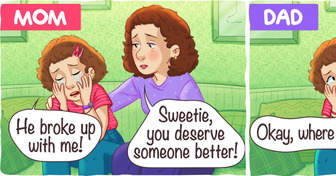 13 Heart-Warming Comics That Show How Differently Our Moms and Dads React to Our Problems