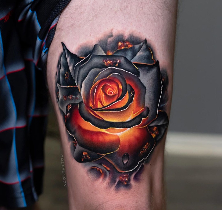 3d Rose floral colorfull tattoo done in best tattoo studio gupta tattoo goa