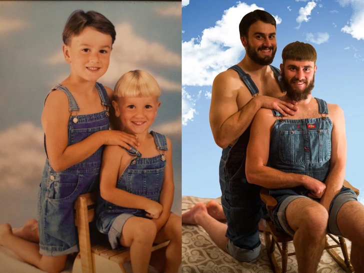 6. “It’s unexplainable how much effort and commitment went into this photo remake of my brother and me.”